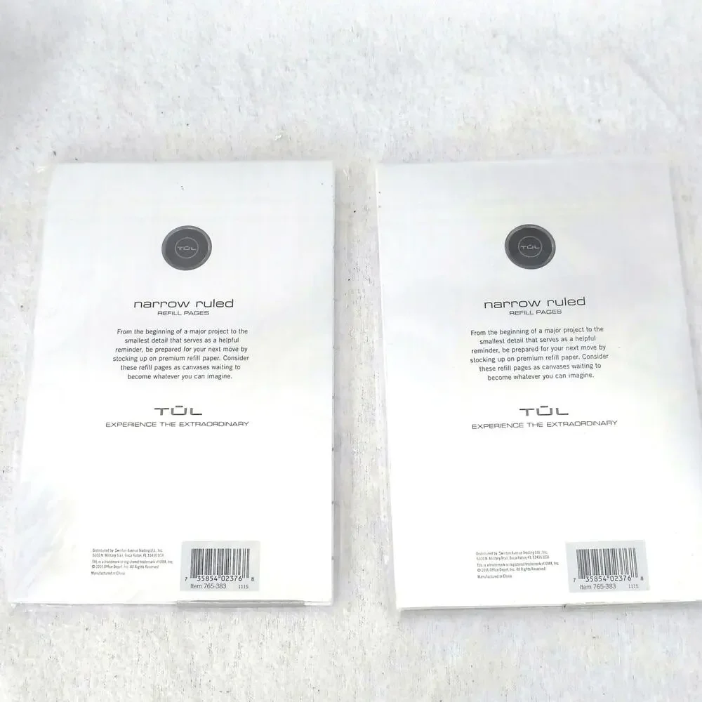 TUL Custom Note Taking System Narrow Ruled Paper Refills 2 Packs Junior Size NEW